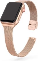 By Qubix Milanese slim fit bandje - Champagne goud - Geschikt voor Apple Watch 42mm - 44mm - 45mm - Ultra - 49mm - Compatible Apple watch bandje -