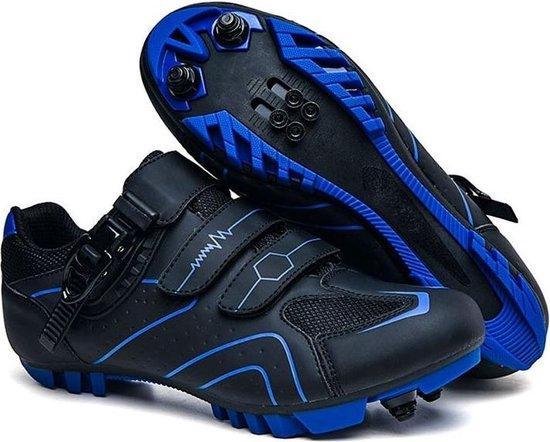 Foto: Rambux fietsschoenen mtb schoenen heren dames zwart blauw spd zool wielrenschoenen klikschoenen mountainbike racefiets maat 43