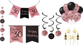 30 Versiering Rose Goud Feest pakket - Verjaardag 30 Jaar - Ballonnen Slinger Rosé gold - happy birthday Gouden kaarsjes Birthday
