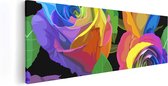 Artaza Canvas Schilderij Kleurrijke Rozen - Bloemen - Abstract - 90x30 - Foto Op Canvas - Canvas Print