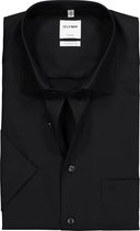 OLYMP Luxor comfort fit overhemd - korte mouwen - zwart - Strijkvrij - Boordmaat: 41