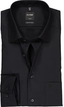 OLYMP Luxor modern fit overhemd - mouwlengte 7 - zwart - Strijkvrij - Boordmaat: 45