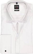 OLYMP Level 5 body fit overhemd - smoking overhemd - wit - gladde stof met Kent kraag - Strijkvriendelijk - Boordmaat: 44