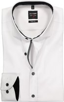 OLYMP Level 5 body fit overhemd - wit (zwart contrast) - Strijkvriendelijk - Boordmaat: 39