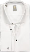 Jacques Britt overhemd - Milano slim fit dubbele manchet - wit - Strijkvriendelijk - Boordmaat: 42