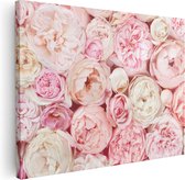 Artaza Canvas Schilderij Witte Roze Rozen Boeket - Bloemen - 80x60 - Foto Op Canvas - Canvas Print