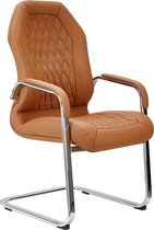 Pippa Design Stoel - lederen stoel - extra diepe zitting - caramel