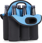 kwmobile 6-in-1 flessenkoeler - Koeltas voor flessen - Voor 330 ml flesjes bier en frisdrank - Koeler van geisoleerd neopreen in zwart / blauw