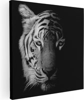 Artaza Peinture sur Toile Tête de Tigre - Tigre - Zwart Wit - 30x30 - Klein - Photo sur Toile - Impression sur Toile