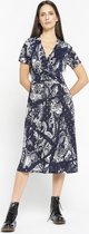 LOLALIZA Halflange jurk met metallic details - Marine Blauw - Maat 38