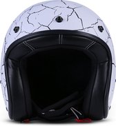 Rebel R10 Skull Jethelm Doodshoofd scooterhelm, Wit Zwart, M, hoofdomtrek 57-58cm