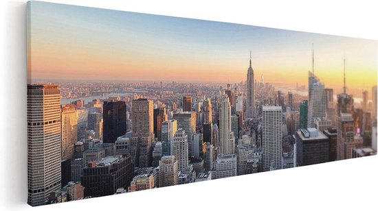 Artaza Canvas Schilderij New York Skyline Met Wolkenkrabbers - 120x40 - Groot - Foto Op Canvas - Canvas Print