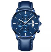 NIBOSI Horloges voor mannen - Luxe Blauw Design - Heren Horloge - Ø42