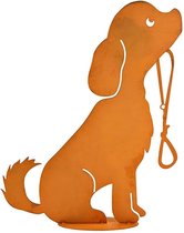 Tuin - Tuinbeeld - Beeld - Metalen hondje in roestbruine kleur