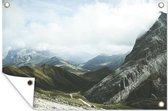 Tuindecoratie Italië - Berg - Mist - 60x40 cm - Tuinposter - Tuindoek - Buitenposter