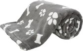 Trixie hondendeken kenny fleece bot / pootjes grijs - 75X50 CM