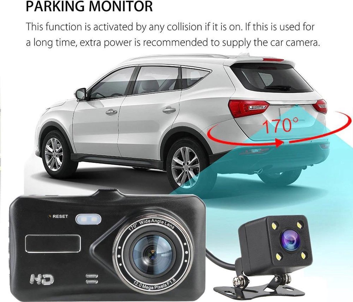 DrPhone DC7 Auto Dashcam Voor en Achter - Video Recorder FHD 1080p- 4 Inch Touchscreen - Loop Opname - G-sensor - 170 ° Groothoek – Nachtzicht (WDR)- Bewegingsdetectie – foto 7