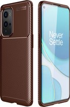 OnePlus 9 Pro Hoesje - Mobigear - Racing Serie - TPU Backcover - Bruin - Hoesje Geschikt Voor OnePlus 9 Pro