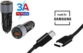 Autolader USB-A & USB-C met USB-C Oplaadkabel - Snellader - Auto Lader - Sigarettenaansteker Oplader - Geschikt voor Nokia 4.2/4.3/5.1/5.2/5.3/5.4/6/6.1/6.2/6.3/7/7.1/7.2/Lumia/Nokia 9 Pure V