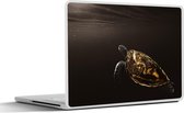 Laptop sticker - 15.6 inch - Schildpad - Zwart - Goud - 36x27,5cm - Laptopstickers - Laptop skin - Cover