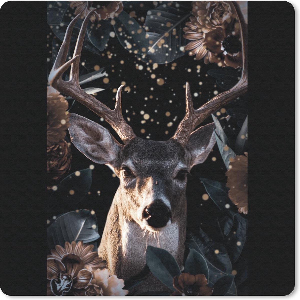 Muismat 30x30 cm - Mousepad Hert - Bloemen - Licht - Botanisch - Muismatten