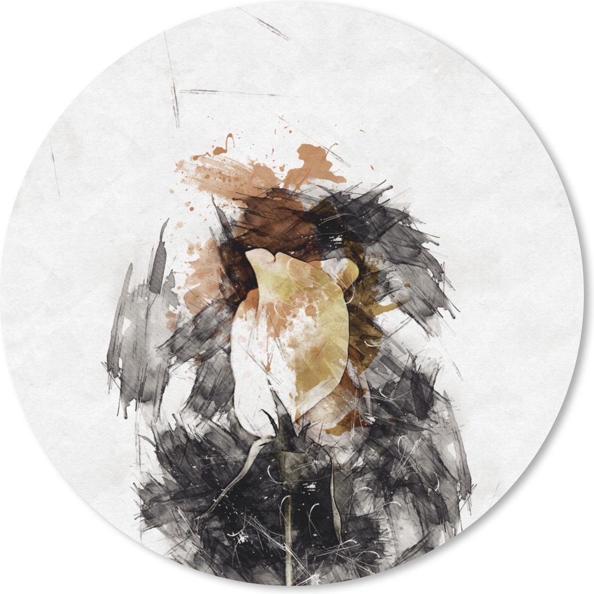 Muismat rond 30x30 cm - Mousepad Roos - Bloemen - Verf - Ronde muismatten