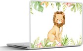 Laptop sticker - 15.6 inch - Leeuw - Jungle - Planten - Bloemen - 36x27,5cm - Laptopstickers - Laptop skin - Cover