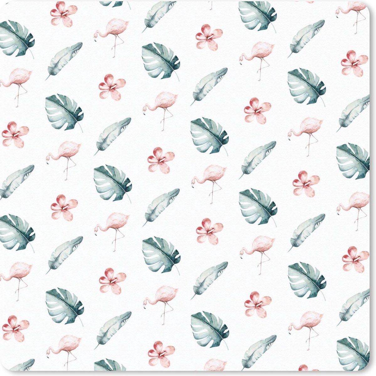 Muismat 30x30 cm - Mousepad Flamingo - Patroon - Bladeren - Muismatten