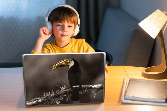 Sticker pour ordinateur portable - 11,6 pouces - Vogel - Toucan - Or - Zwart