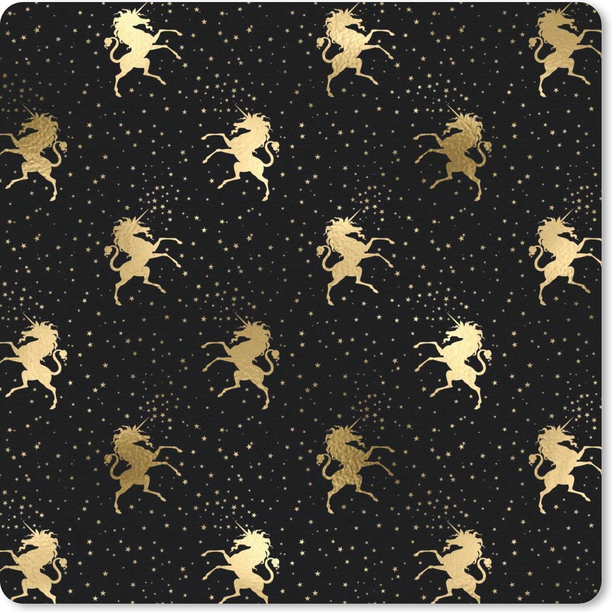 Muismat 20x20 cm - Mousepad Patronen - Eenhoorn - Goud - Muismatten