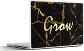Laptop sticker - 14 inch - Quote - Groei - Goud - Zwart - 32x5x23x5cm - Laptopstickers - Laptop skin - Cover