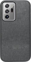 ADEL Siliconen Back Cover Softcase Hoesje Geschikt voor Samsung Galaxy Note 20 Ultra - Stoffen Textiel Grijs