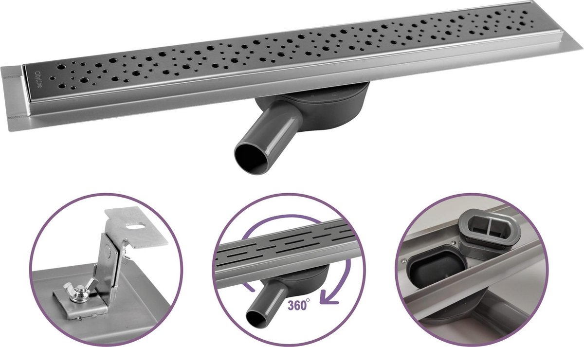 CityLine douchegoot - RVS - 60cm - Flex uitloop - Dots