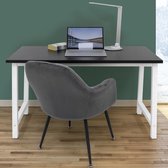 Bureau 120x60x74,5 cm, zwart-wit, MDF-tafelblad met stabiel metalen frame