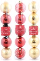 Kunststof kerstballen met glitter rood 10 st