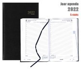 5x Brepols Agenda 2022 - Saturnus luxe - Lima - 13,3 x 20,8 cm - Zwart