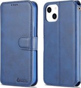 AZNS Kalf Textuur Horizontale Flip Leren Case met Houder & Kaartsleuven & Portemonnee & Fotolijst Voor iPhone 13 mini (Blauw)