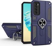 Voor Tecno Camon 17 Pro koolstofvezelpatroon pc + TPU-beschermhoes met ringhouder (blauw)