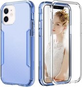 3 in 1 doorschijnende kleur schokbestendige pc + TPU-beschermhoes voor iPhone 13 mini (donkerblauw)