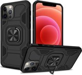Knight Cool Series PC + TPU schokbestendig hoesje met magnetische ringhouder voor iPhone 12/12 Pro (zwart)