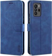 Voor Geschikt voor Xiaomi Poco X3 GT AZNS Huid Voelen Kalf Textuur Horizontale Flip Lederen Case met Kaartsleuven & Houder & Portemonnee (Blauw)