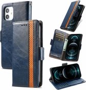 CaseNeo Business Splicing Dual Magnetic Buckle Horizontal Flip PU Leather Case met houder & kaartsleuven & portemonnee voor iPhone 13 Mini (blauw)