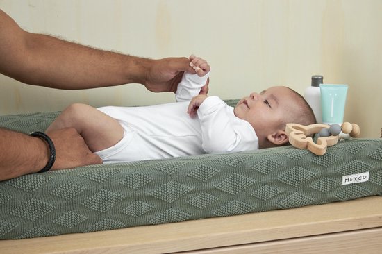 Meyco Baby Diamond aankleedkussenhoes - biologisch - forest green - 50x70cm — afbeelding 4