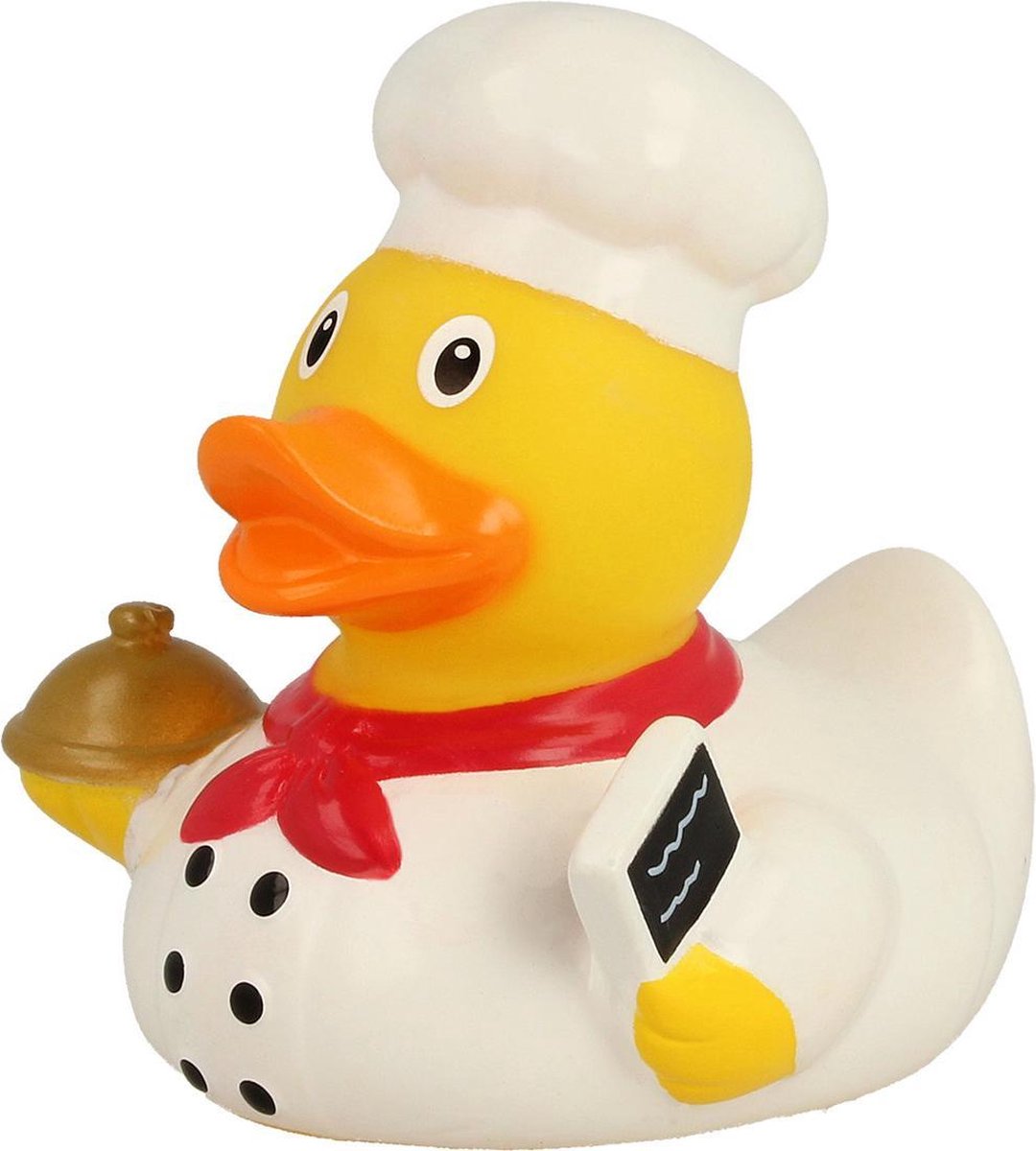 Lilalu Badeend Kok Junior 8,5 Cm Rubber Wit/geel/oranje/rood