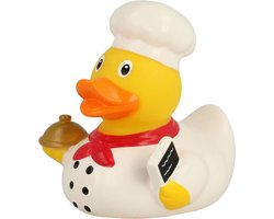 Lilalu Badeend Kok Junior 8,5 Cm Rubber Wit/geel/oranje/rood