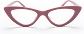 Piu Forty Leesbril Preassembled reading eyeglasses with soft touch spectacle frames – cat shape – col. Fuchsia +1.00