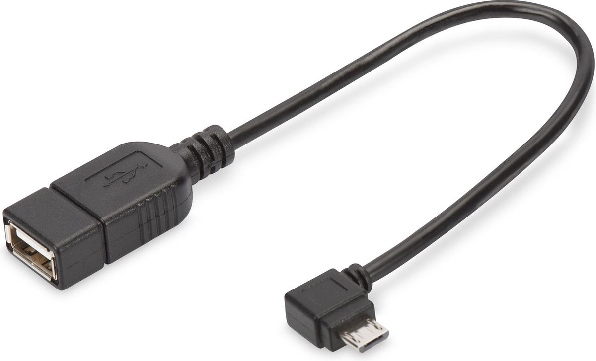 Digitus USB 2.0 Adapter [1x Micro-USB 2.0 B stekker - 1x USB 2.0 bus A] AK-300313-002-S Rond, Afgeschermd (dubbel), Met OTG-functie