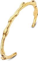 NOOCS armband Twig (c-bangle) in de vorm van een bloesemtakje, 14 karaat goud plated.