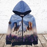 Vest met paarden lichtblauw -s&C-110/116-Meisjes vest