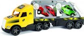 autotransport truck met twee retro auto¬¥s 79 cm geel